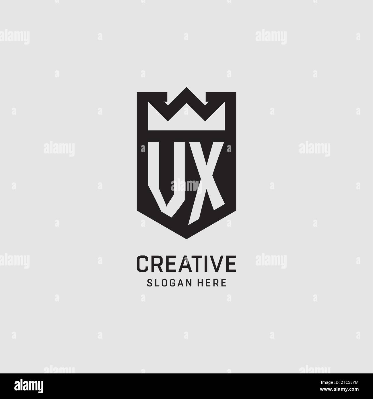 Initial VX logo shield shape, creative esport logo design vector graphic Stock Vector