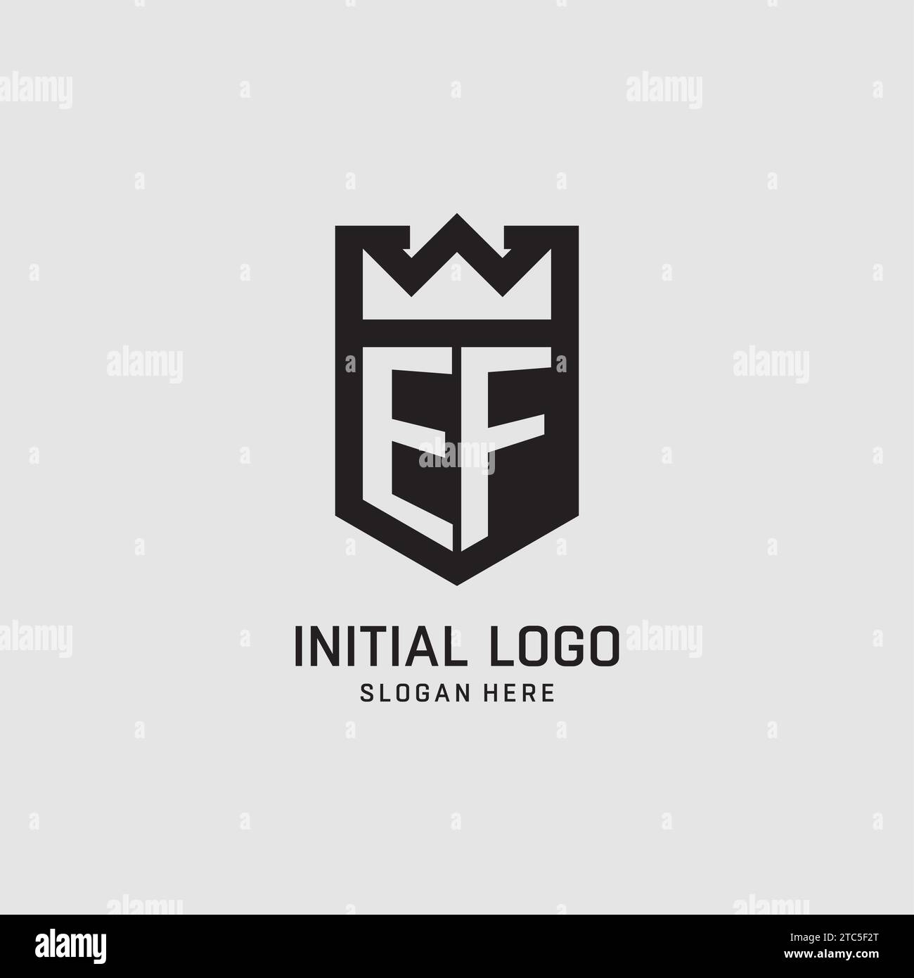 Initial EF logo shield shape, creative esport logo design vector graphic Stock Vector