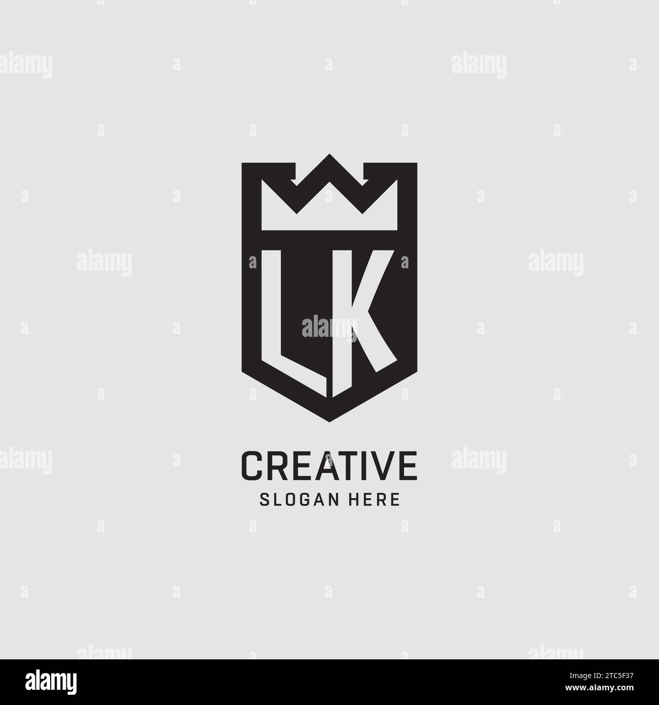 Initial LK logo shield shape, creative esport logo design vector graphic Stock Vector