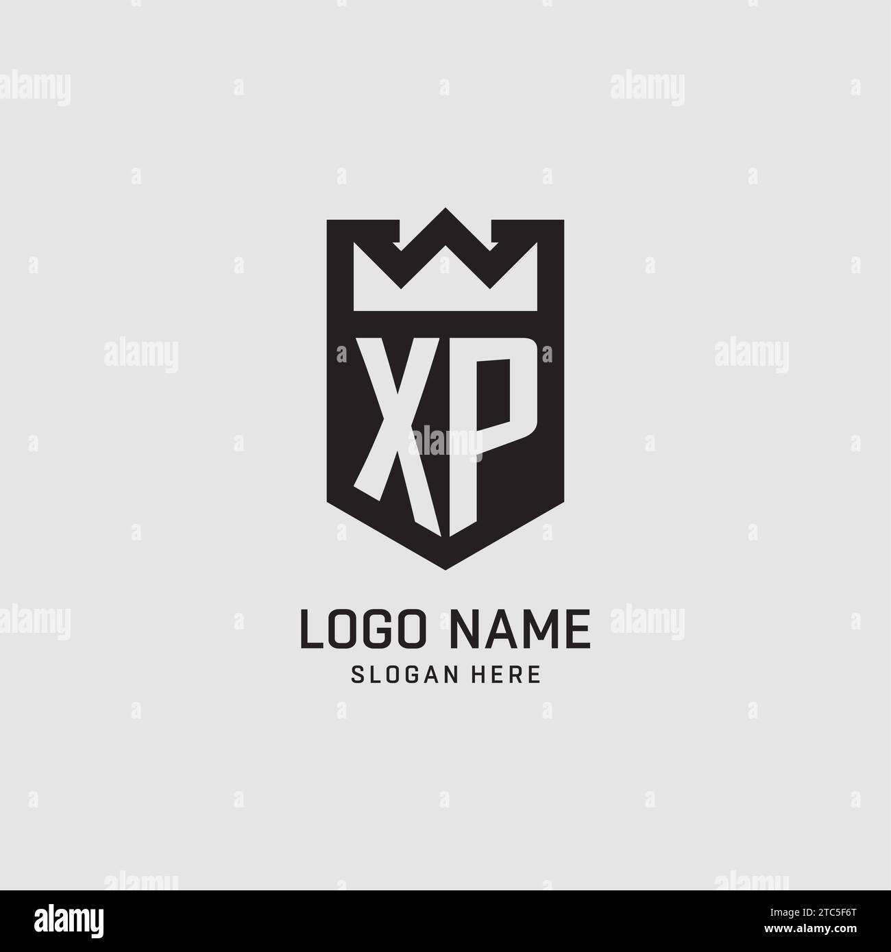 Initial XP logo shield shape, creative esport logo design vector graphic Stock Vector