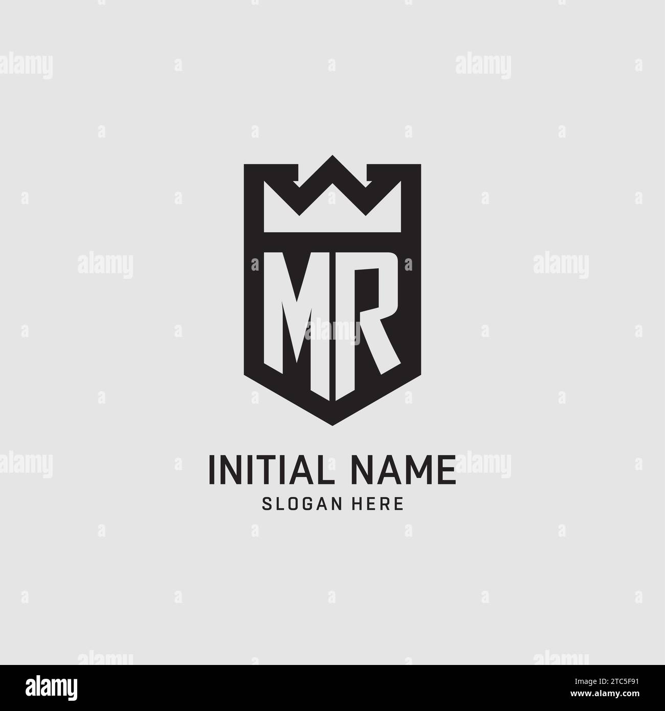 Initial MR logo shield shape, creative esport logo design vector graphic Stock Vector