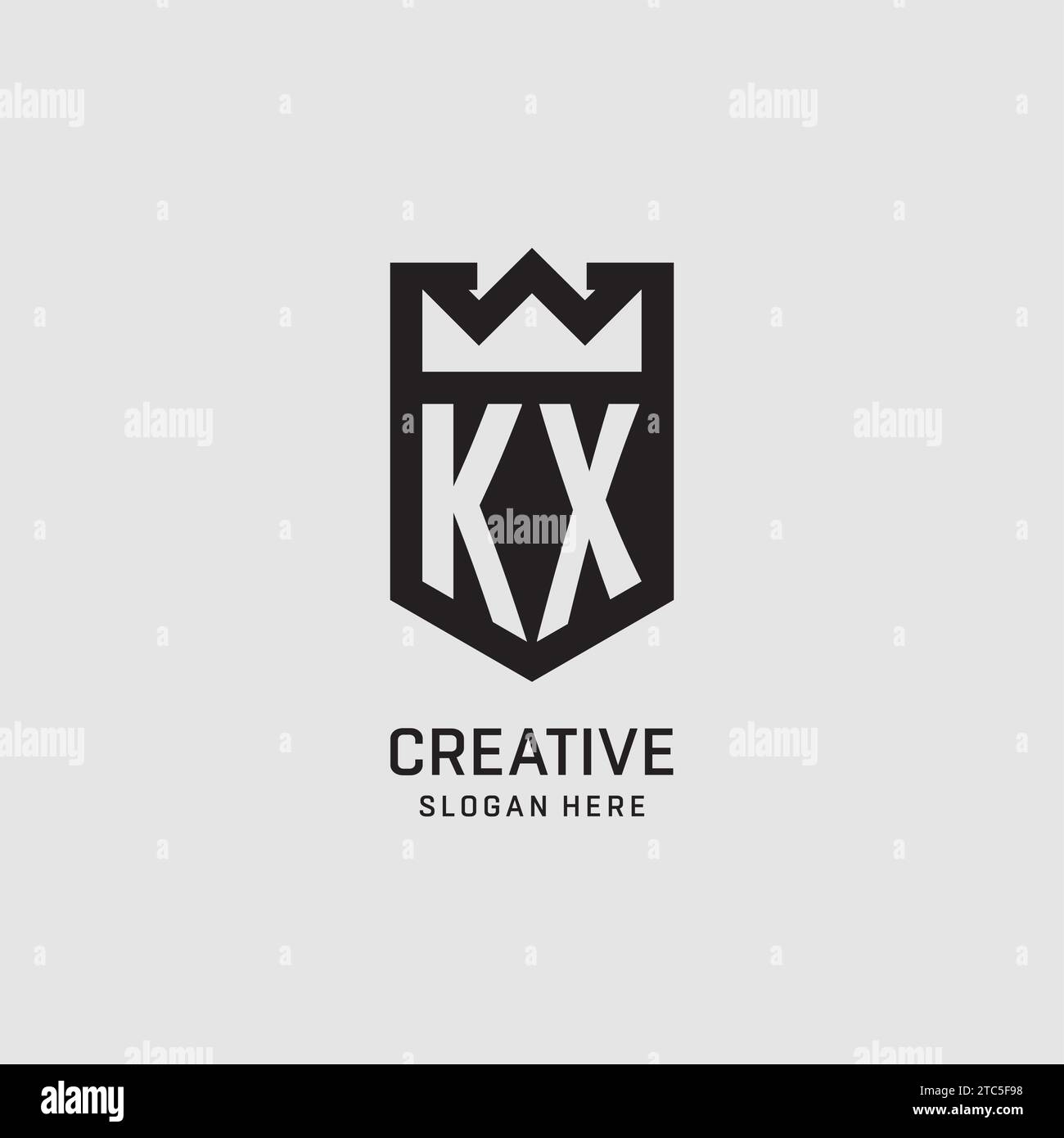 Initial KX logo shield shape, creative esport logo design vector graphic Stock Vector