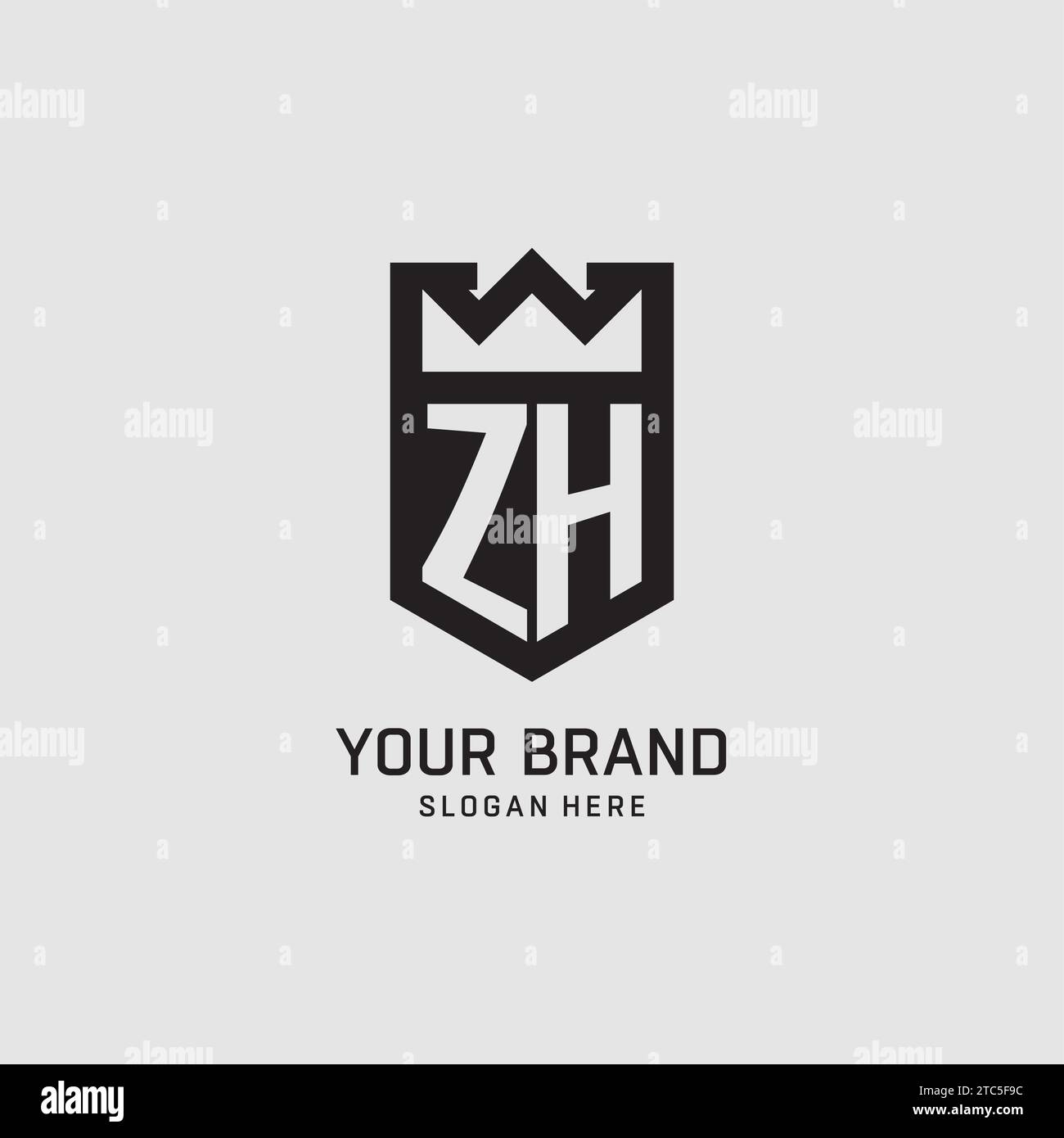 Initial ZH logo shield shape, creative esport logo design vector graphic Stock Vector
