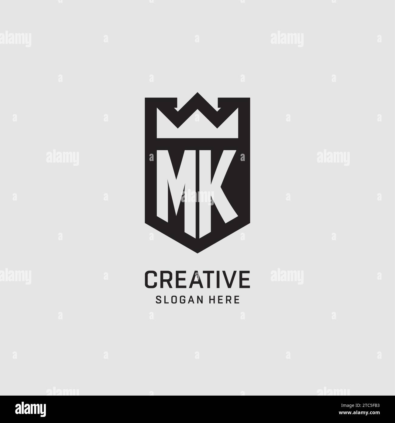 Initial MK logo shield shape, creative esport logo design vector graphic Stock Vector