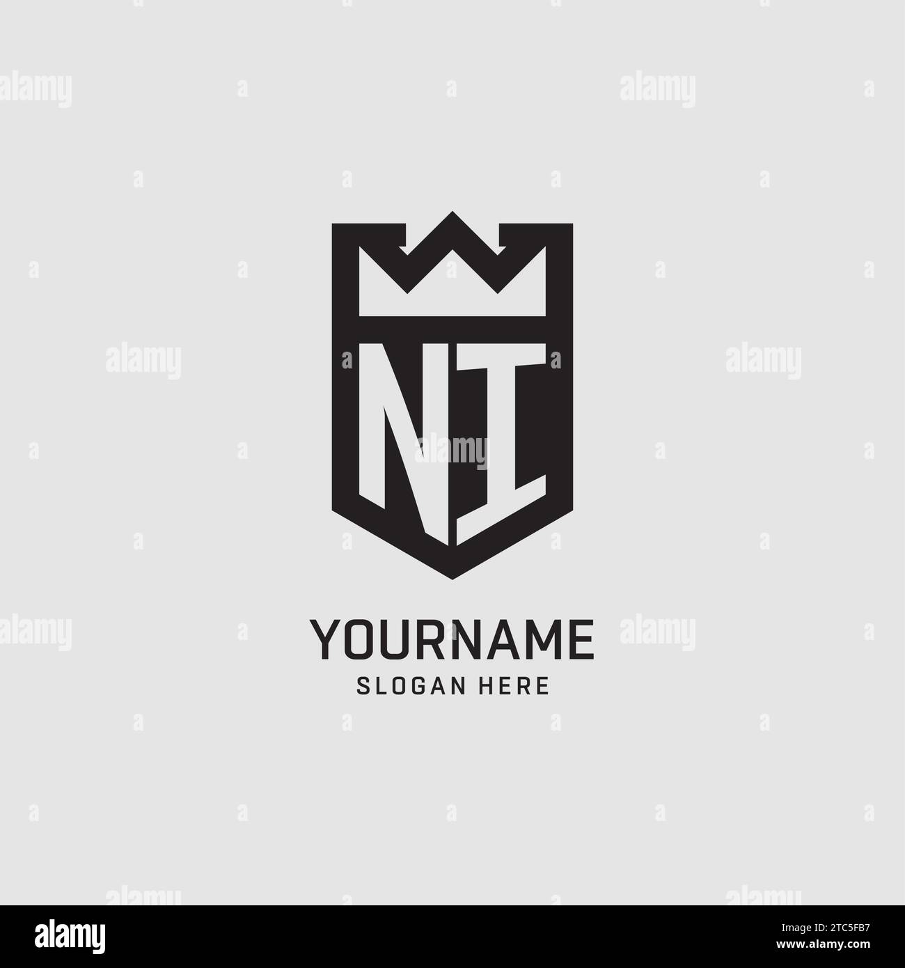 Initial NI logo shield shape, creative esport logo design vector graphic Stock Vector
