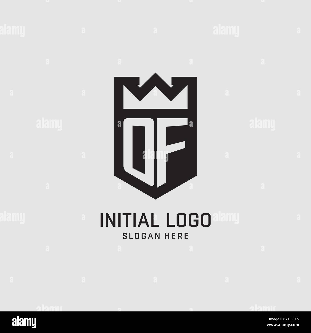Initial OF logo shield shape, creative esport logo design vector graphic Stock Vector