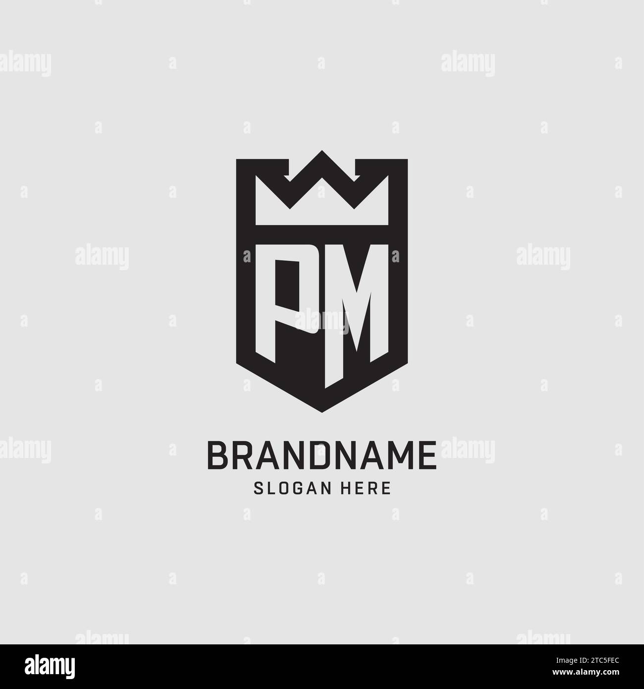Initial PM logo shield shape, creative esport logo design vector graphic Stock Vector