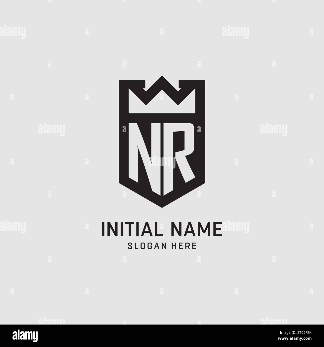 Initial NR logo shield shape, creative esport logo design vector graphic Stock Vector