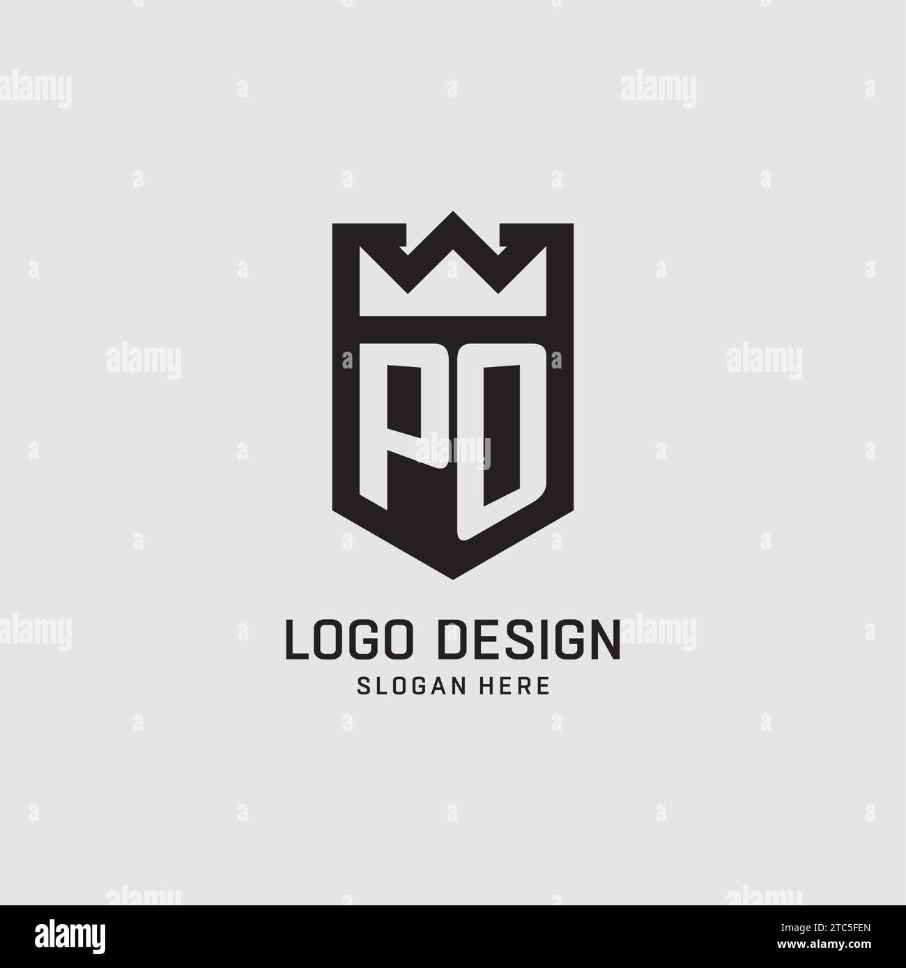 Initial PO logo shield shape, creative esport logo design vector graphic Stock Vector