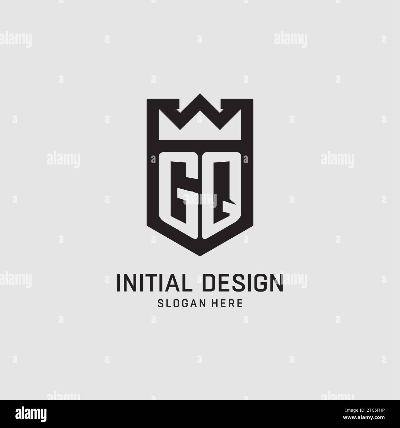Initial GQ logo shield shape, creative esport logo design vector graphic Stock Vector