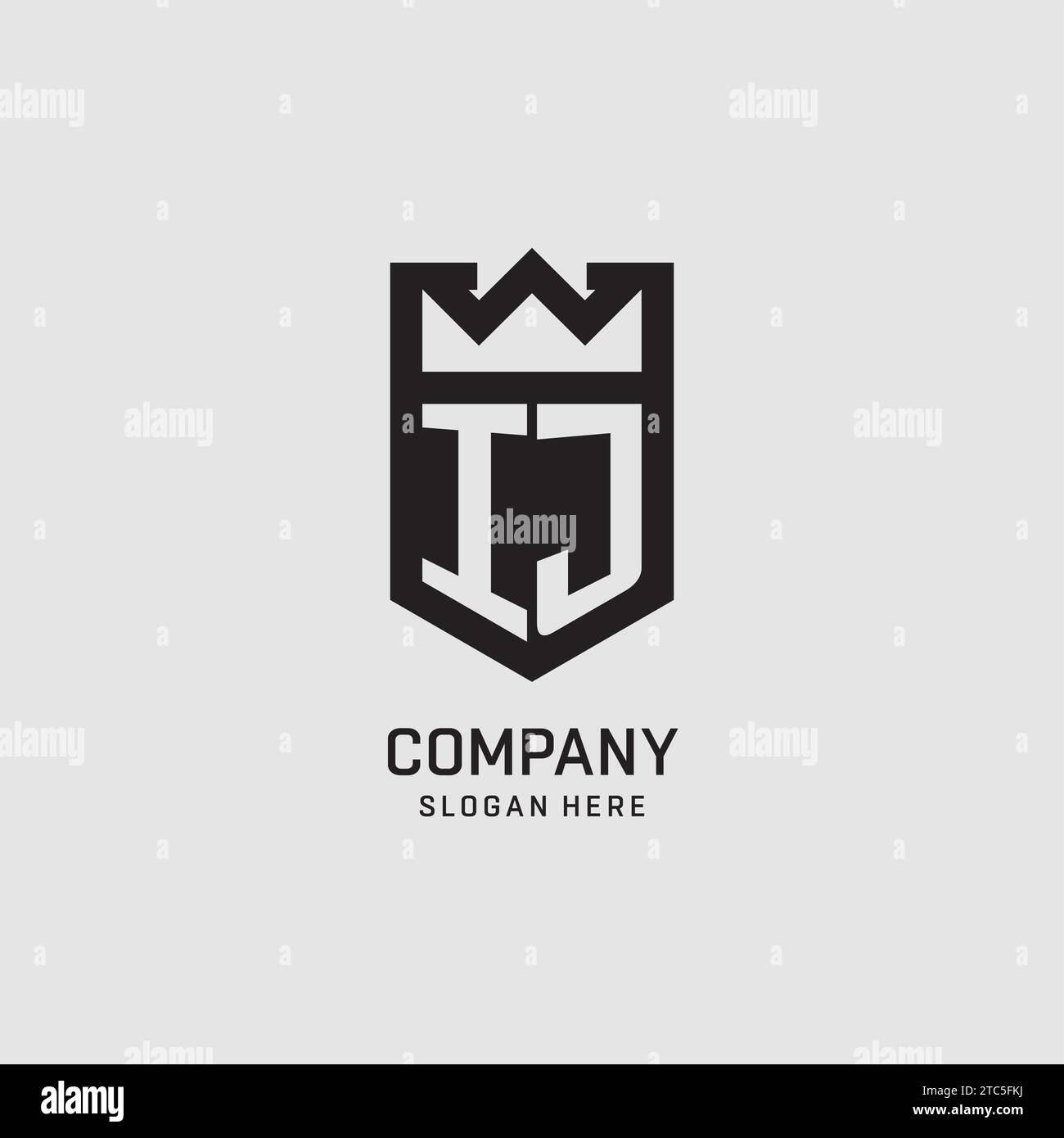Initial IJ logo shield shape, creative esport logo design vector graphic Stock Vector