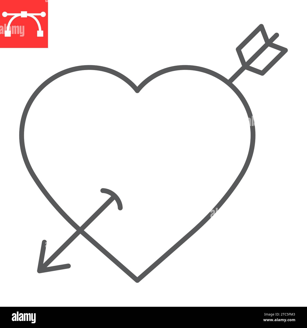 Heart with arrow line icon, valentines day and cupid, love vector icon ...