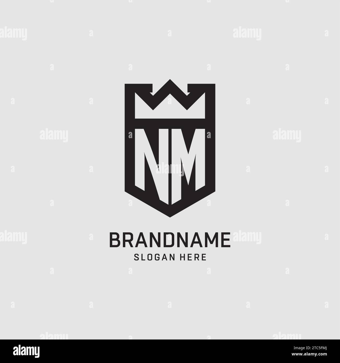 Initial NM logo shield shape, creative esport logo design vector graphic Stock Vector