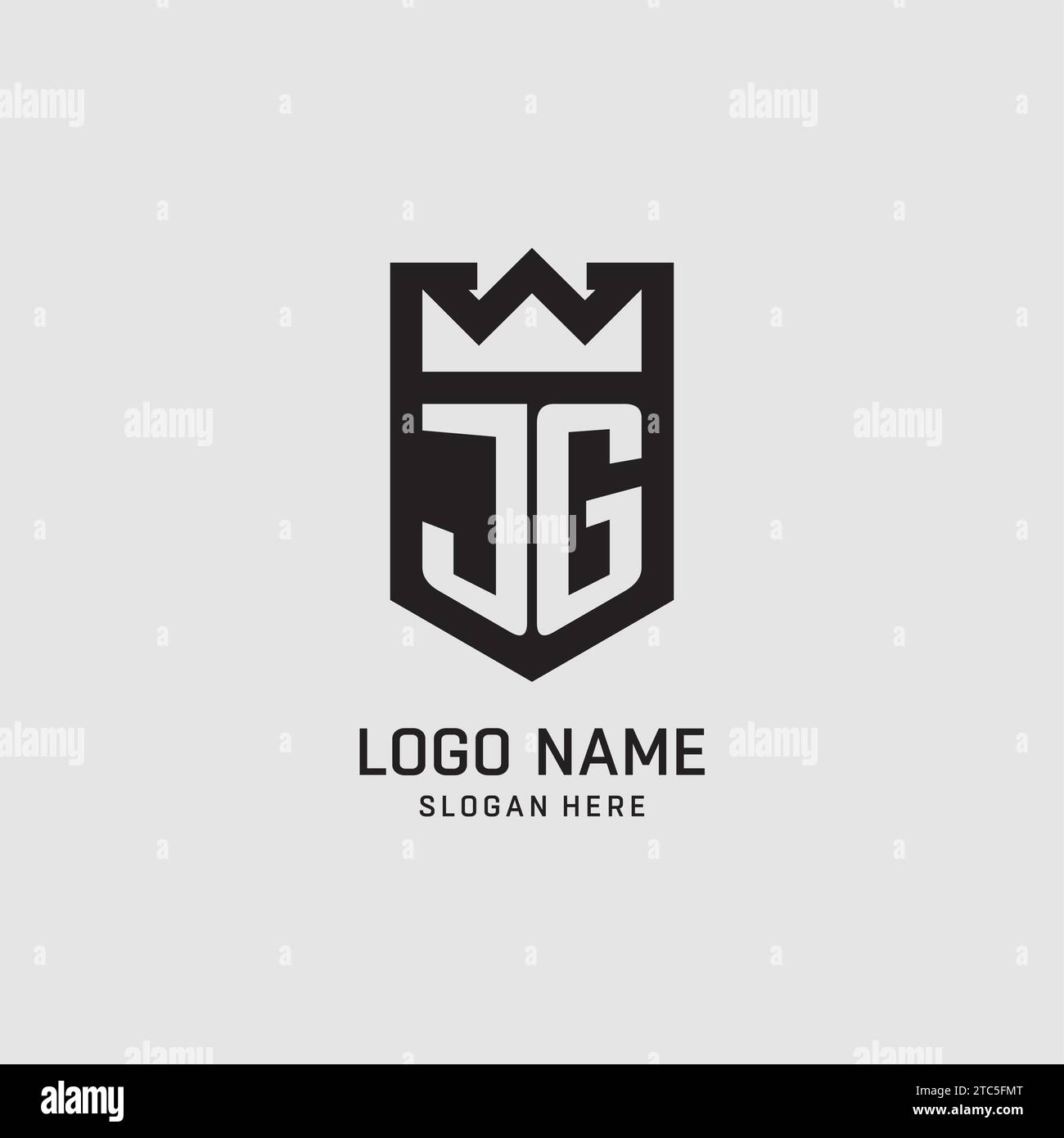 Initial JG logo shield shape, creative esport logo design vector graphic Stock Vector