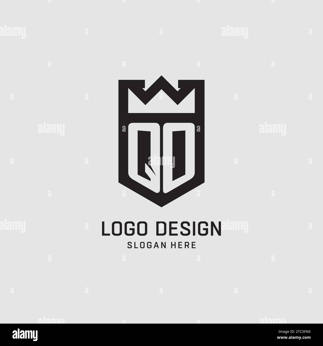 Initial QO logo shield shape, creative esport logo design vector graphic Stock Vector