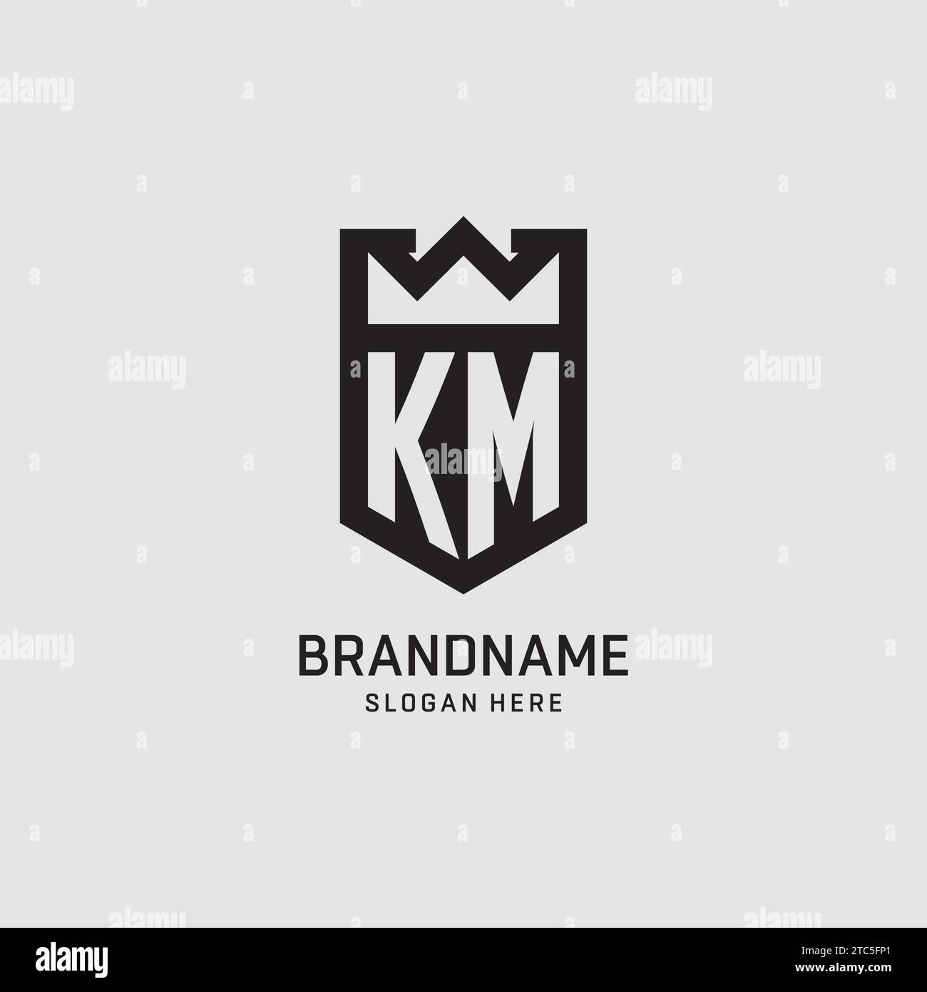 Initial KM logo shield shape, creative esport logo design vector graphic Stock Vector