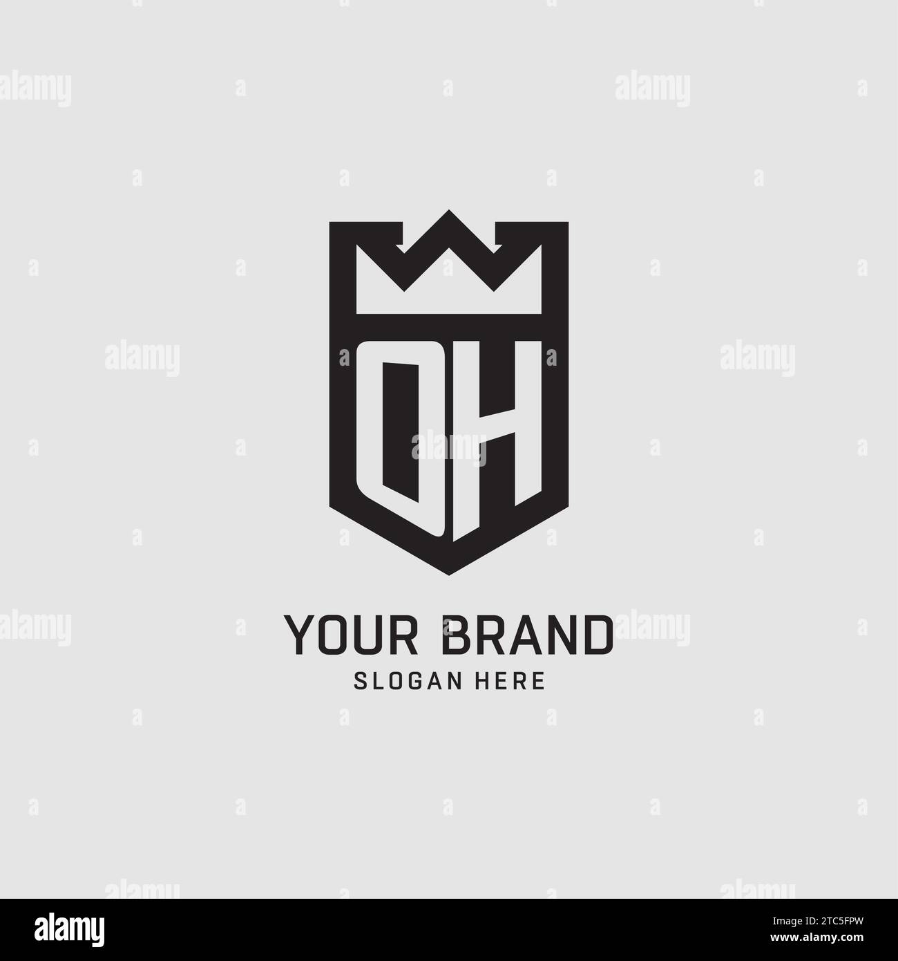 Initial OH logo shield shape, creative esport logo design vector graphic Stock Vector