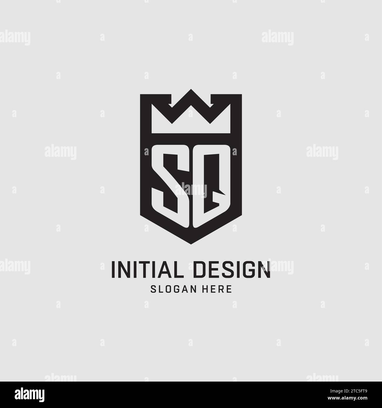 Initial SQ logo shield shape, creative esport logo design vector graphic Stock Vector