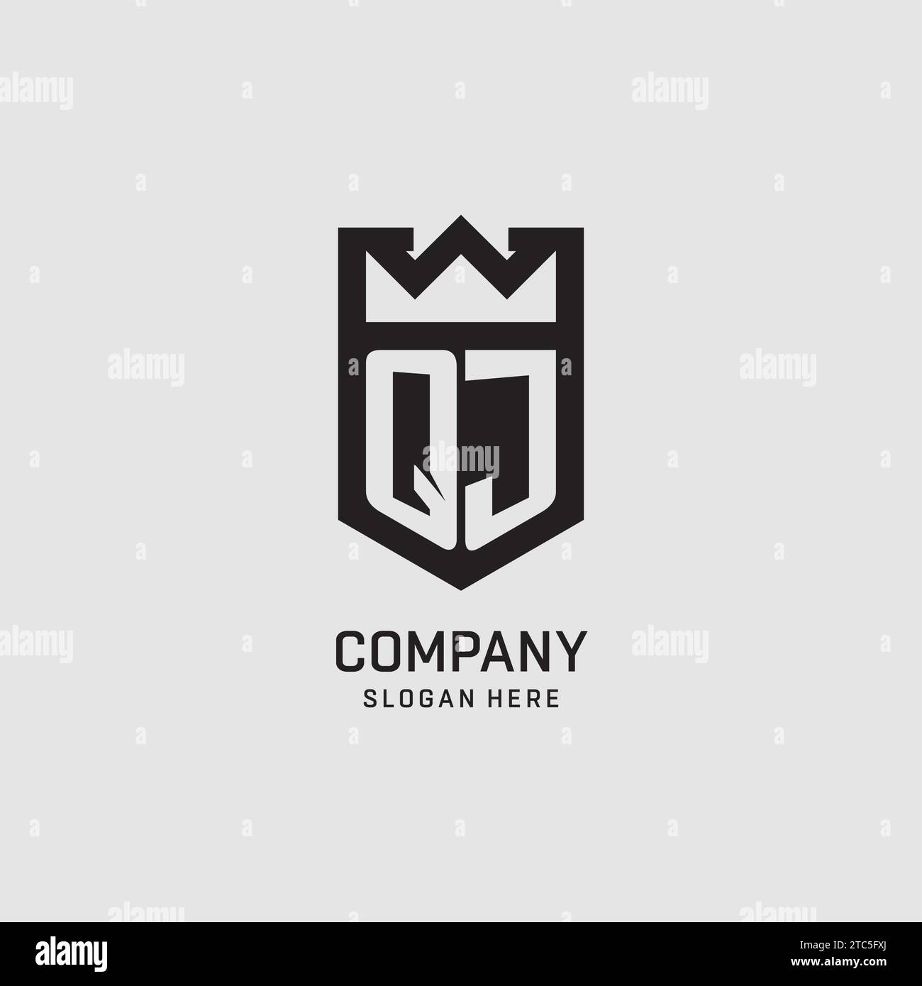 Initial QJ logo shield shape, creative esport logo design vector graphic Stock Vector