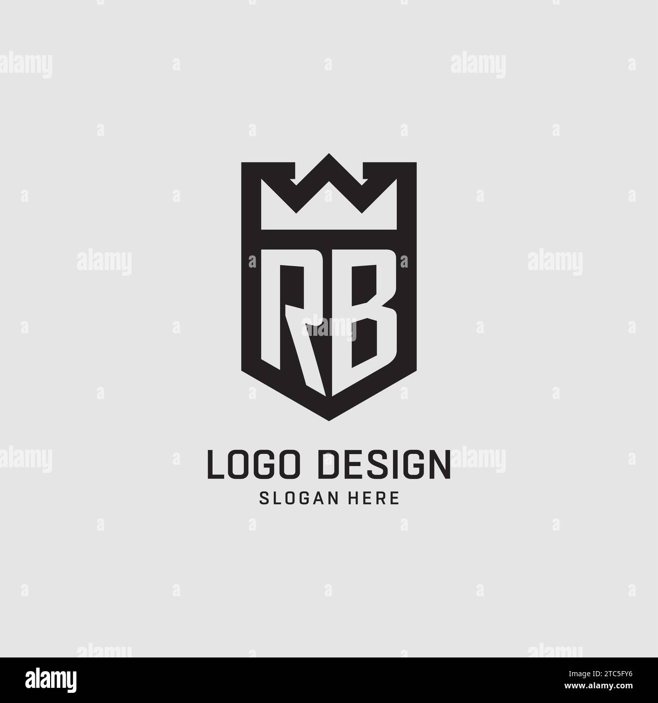Initial RB logo shield shape, creative esport logo design vector graphic Stock Vector