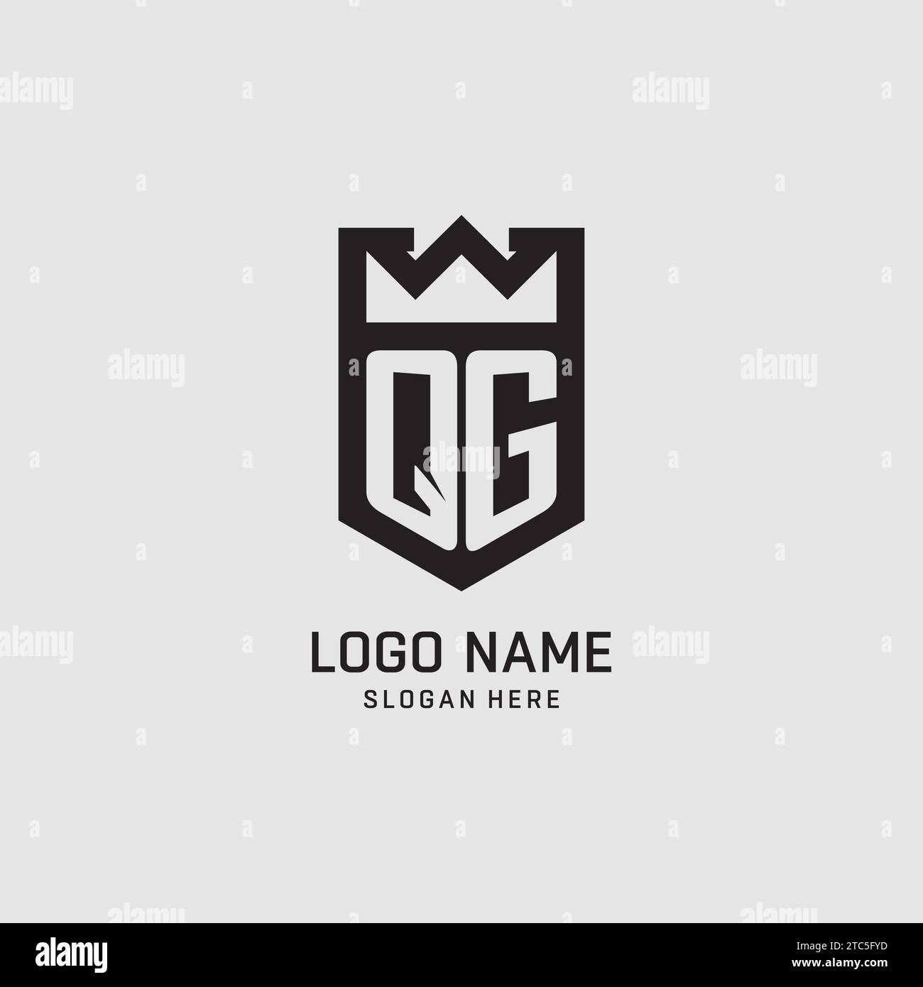 Initial QG logo shield shape, creative esport logo design vector graphic Stock Vector