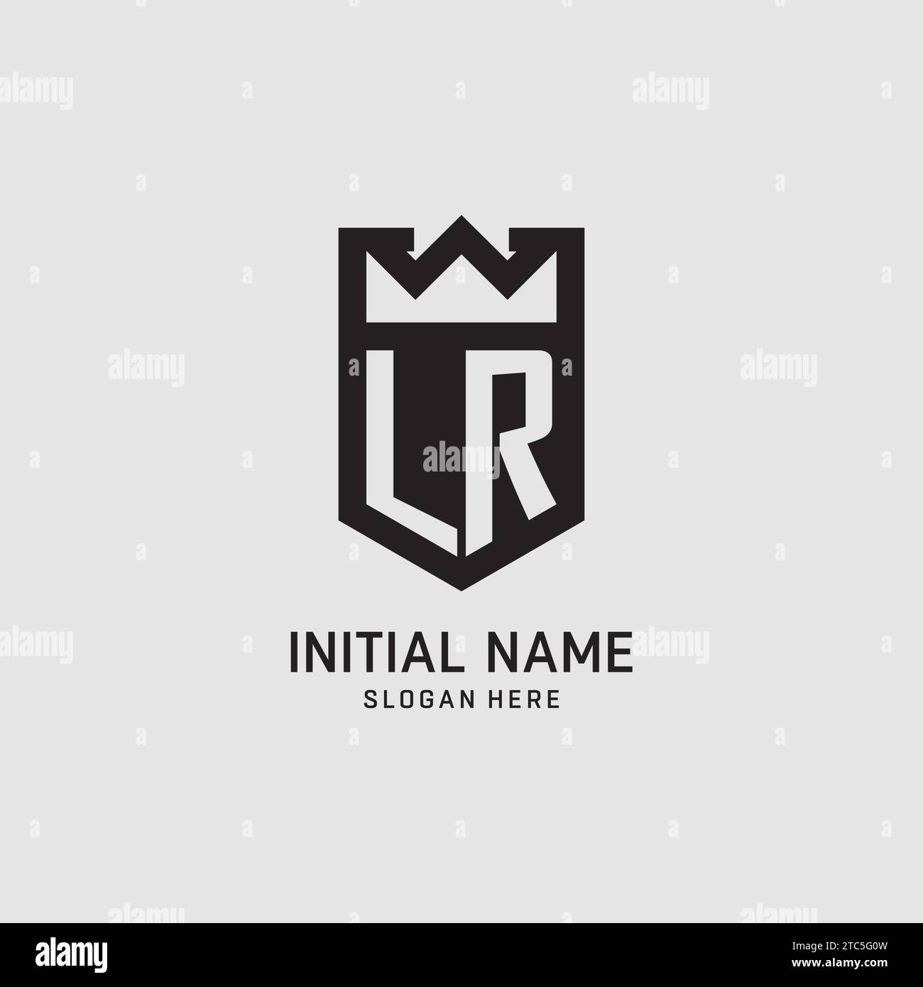 Initial LR logo shield shape, creative esport logo design vector graphic Stock Vector