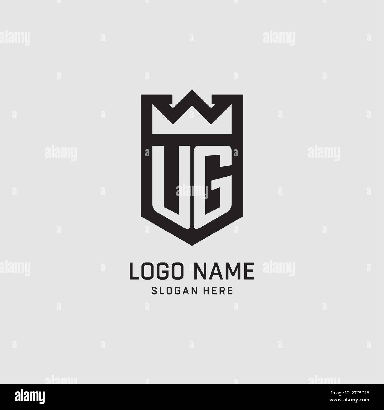 Initial UG logo shield shape, creative esport logo design vector