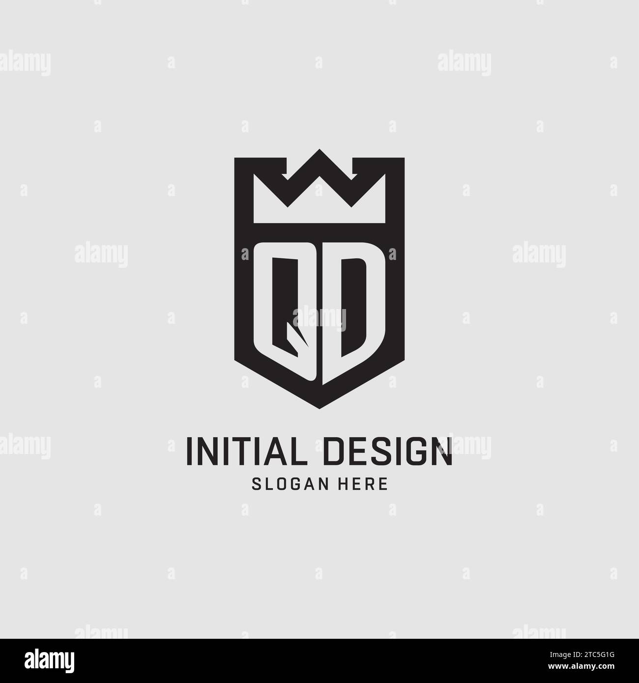 Initial QD logo shield shape, creative esport logo design vector graphic Stock Vector