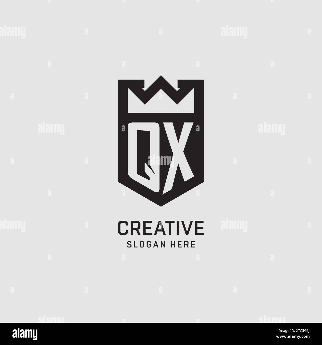 Initial QX logo shield shape, creative esport logo design vector