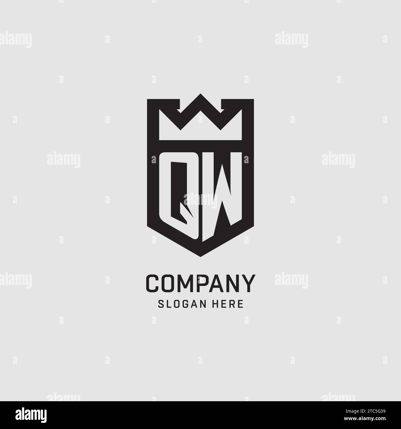 Initial QW logo shield shape, creative esport logo design vector graphic Stock Vector