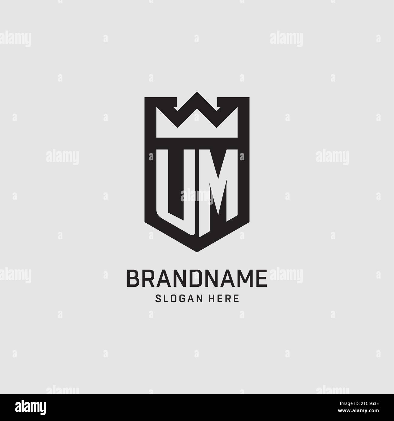 Initial UM logo shield shape, creative esport logo design vector graphic Stock Vector