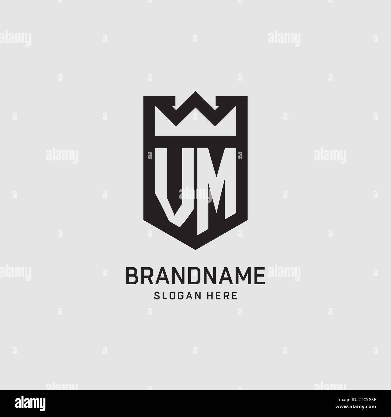 Initial VM logo shield shape, creative esport logo design vector graphic Stock Vector