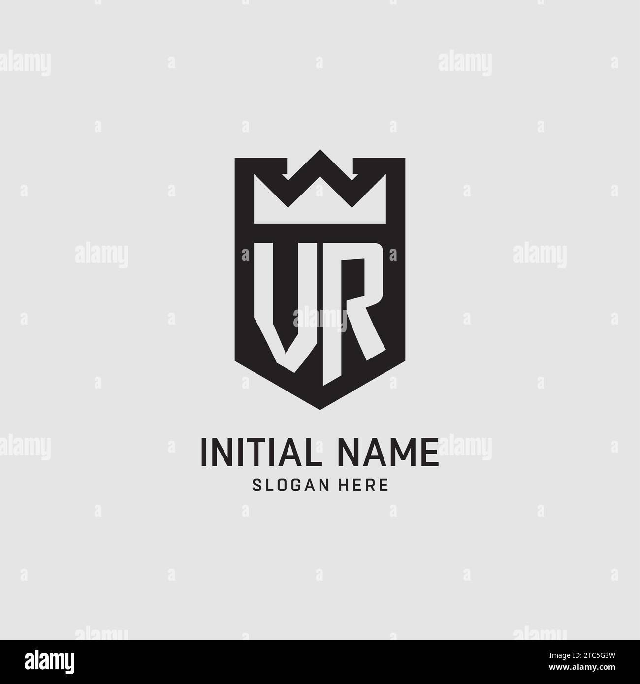 Initial VR logo shield shape, creative esport logo design vector graphic Stock Vector