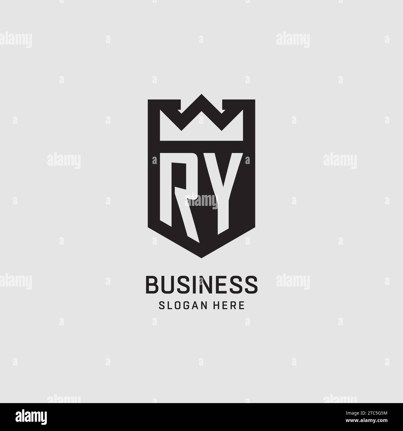 Initial RY logo shield shape, creative esport logo design vector graphic Stock Vector