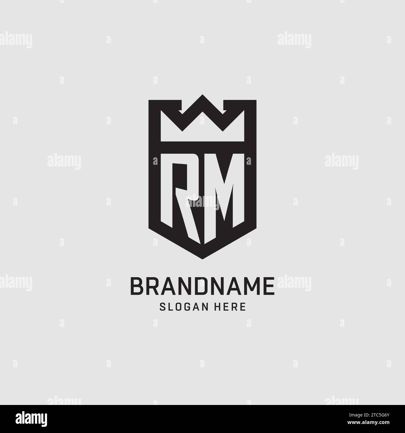 Initial RM logo shield shape, creative esport logo design vector graphic Stock Vector