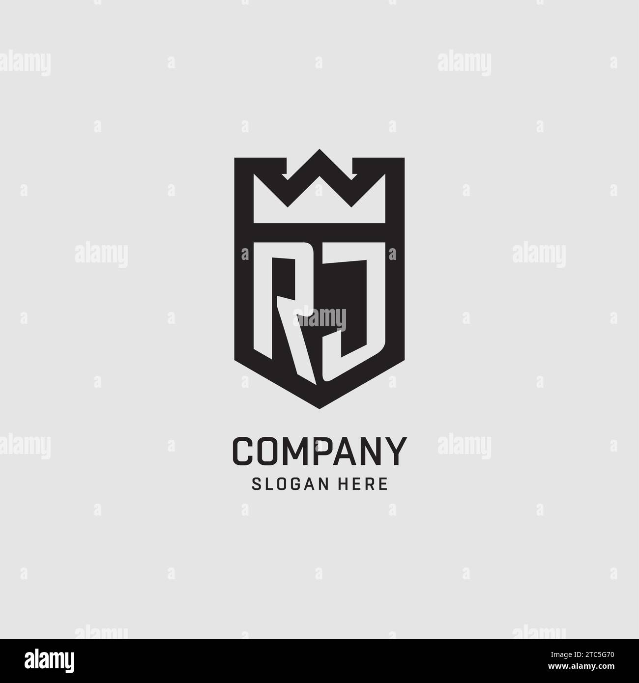 Initial RJ logo shield shape, creative esport logo design vector graphic Stock Vector