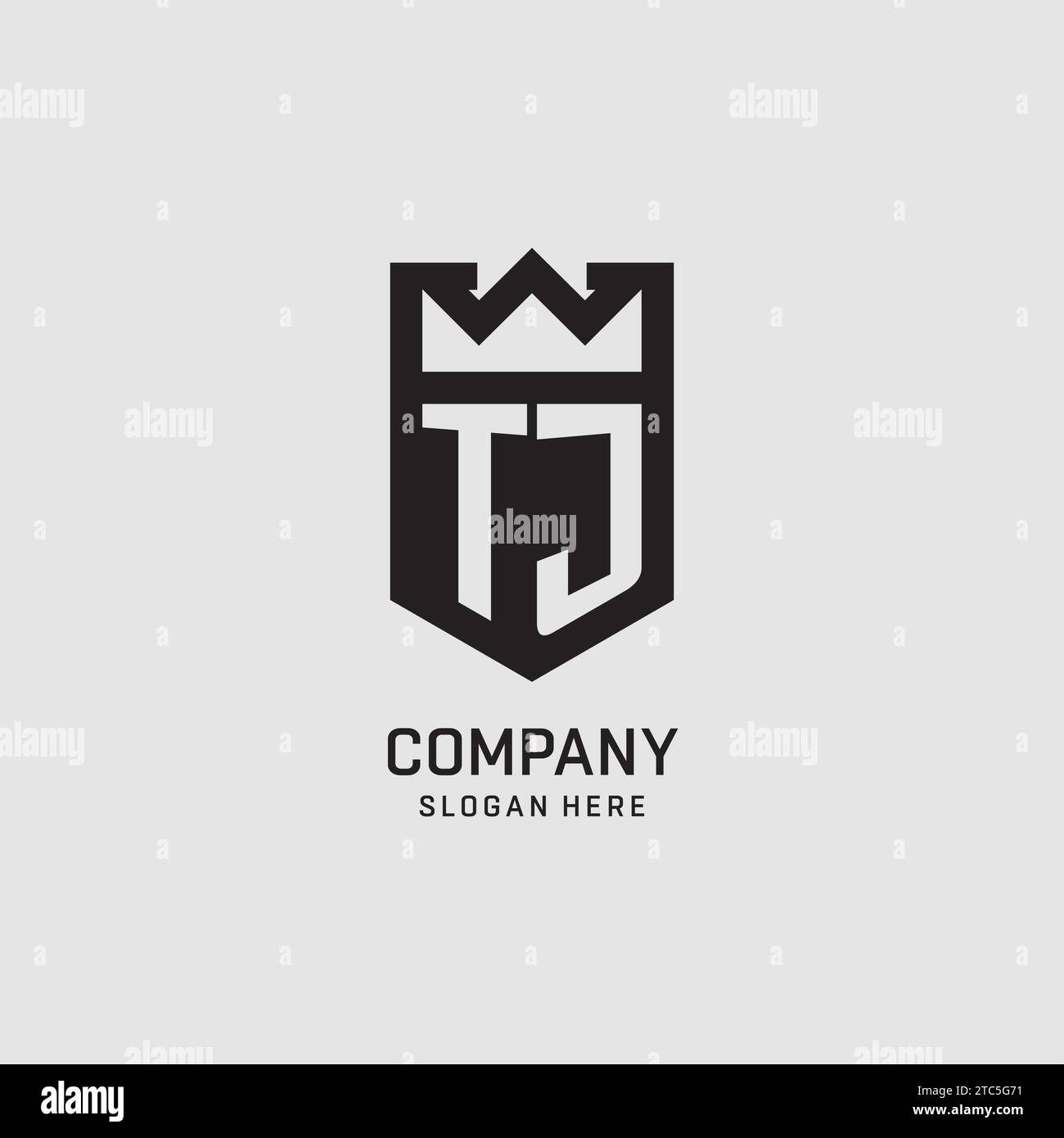 Initial TJ logo shield shape, creative esport logo design vector graphic Stock Vector