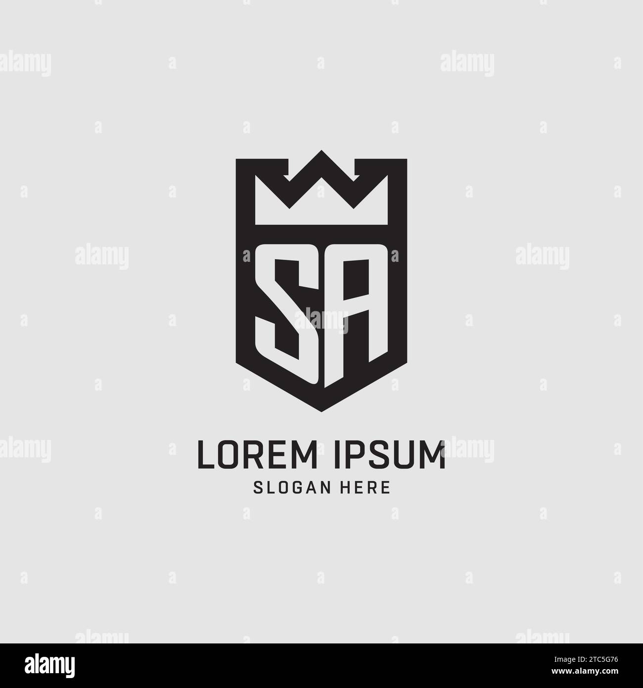 Initial SA logo shield shape, creative esport logo design vector graphic Stock Vector