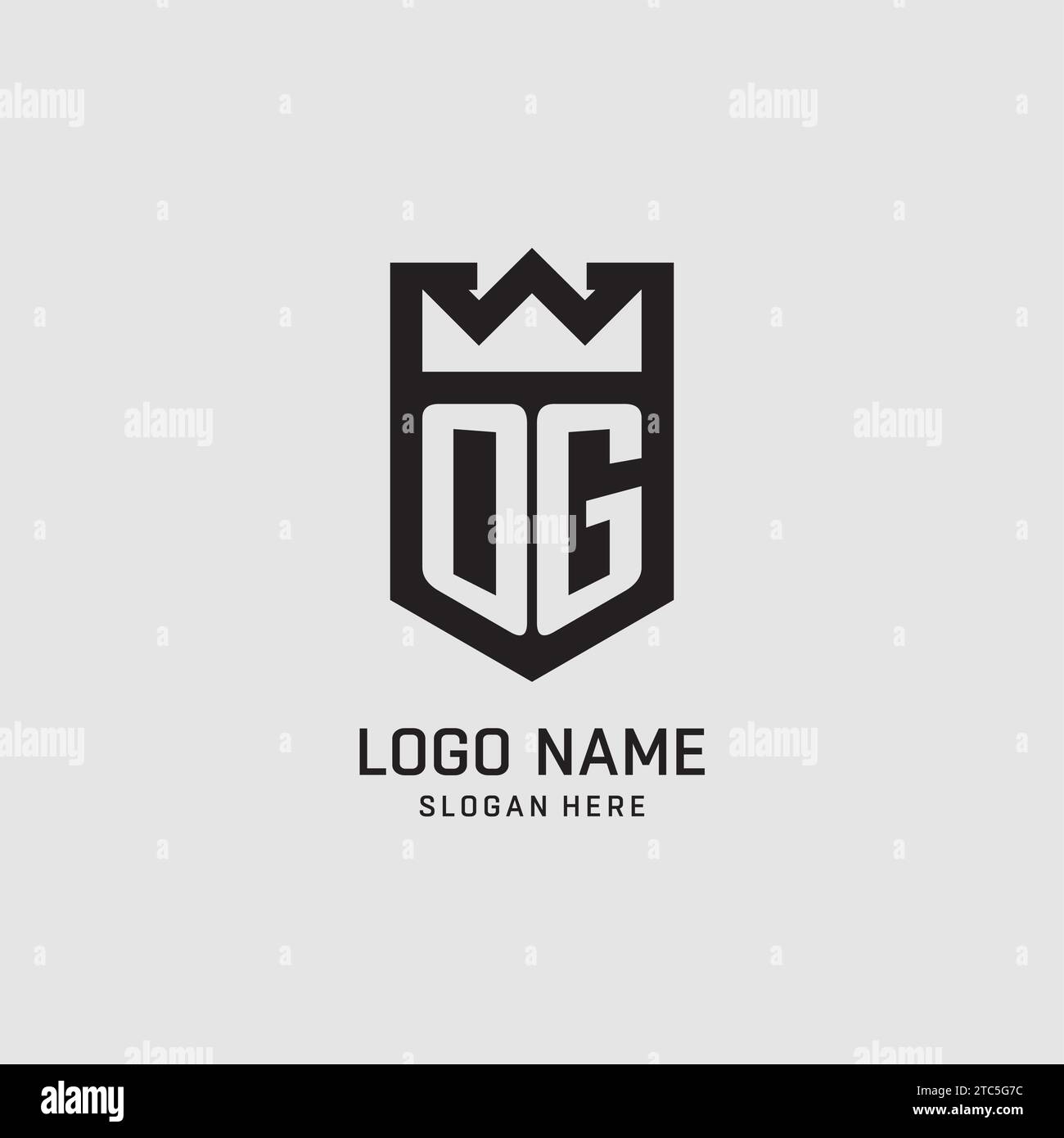 Initial OG logo shield shape, creative esport logo design vector graphic Stock Vector