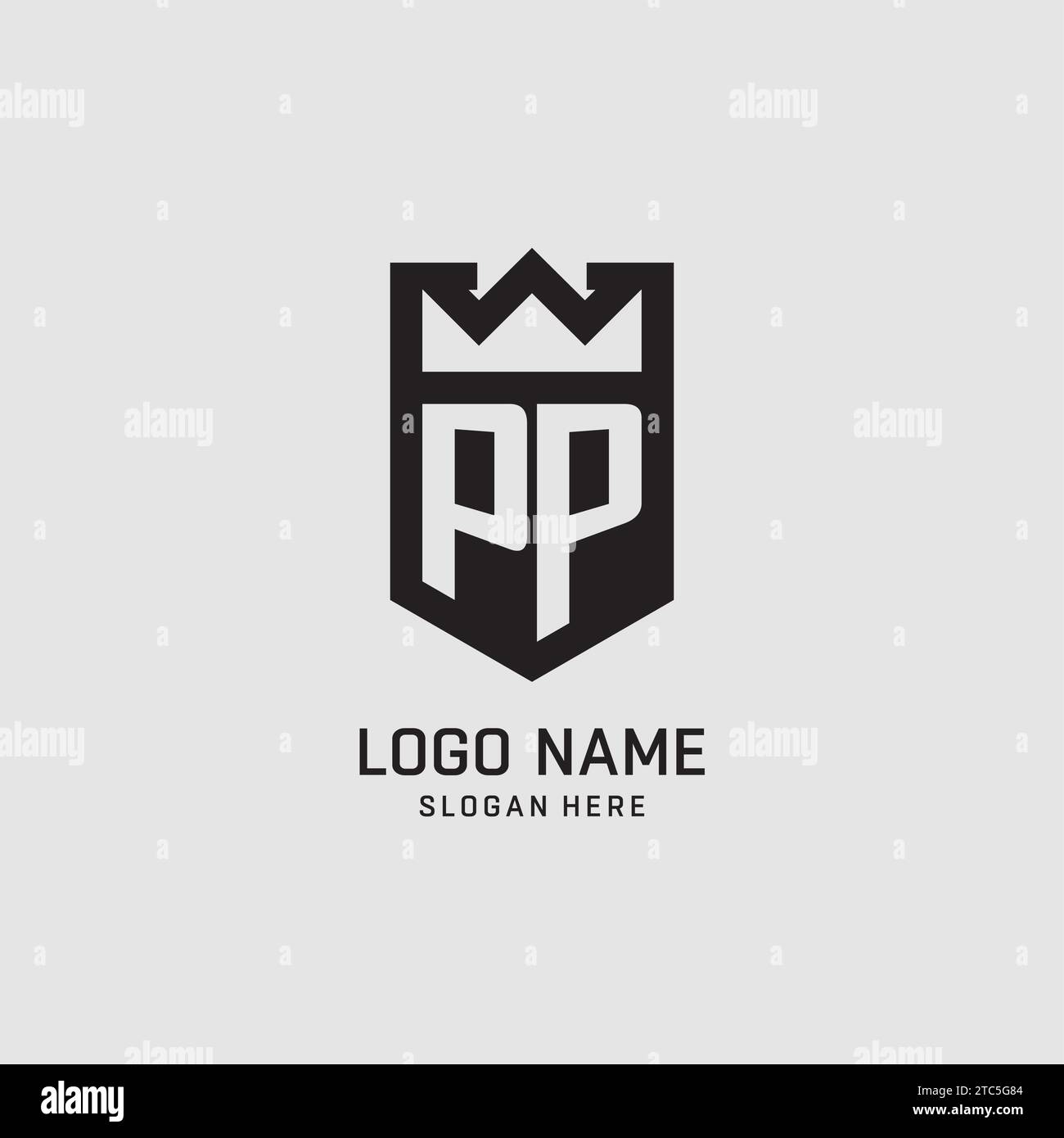Initial PP logo shield shape, creative esport logo design vector graphic Stock Vector
