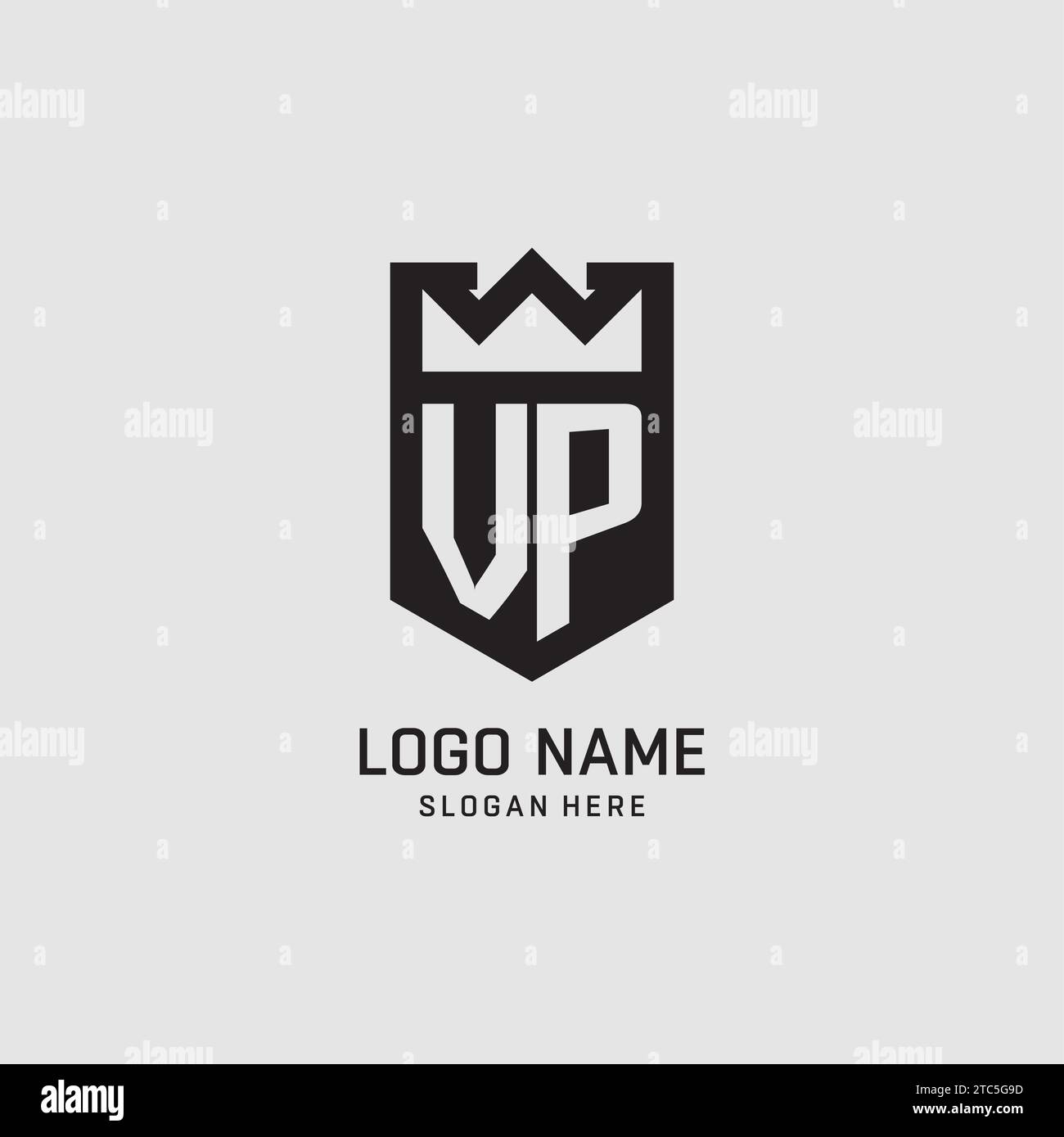 Initial VP logo shield shape, creative esport logo design vector graphic Stock Vector
