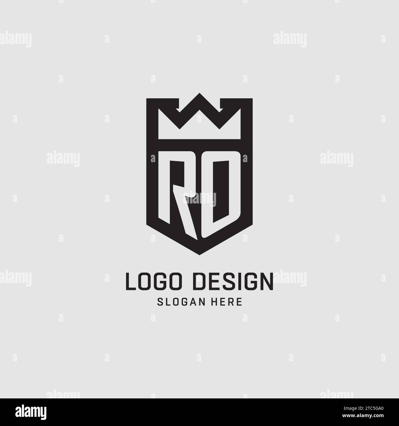 Initial RO logo shield shape, creative esport logo design vector graphic Stock Vector