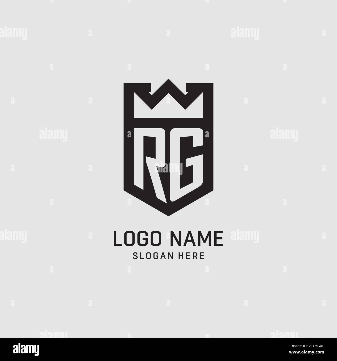 Initial RG logo shield shape, creative esport logo design vector graphic Stock Vector