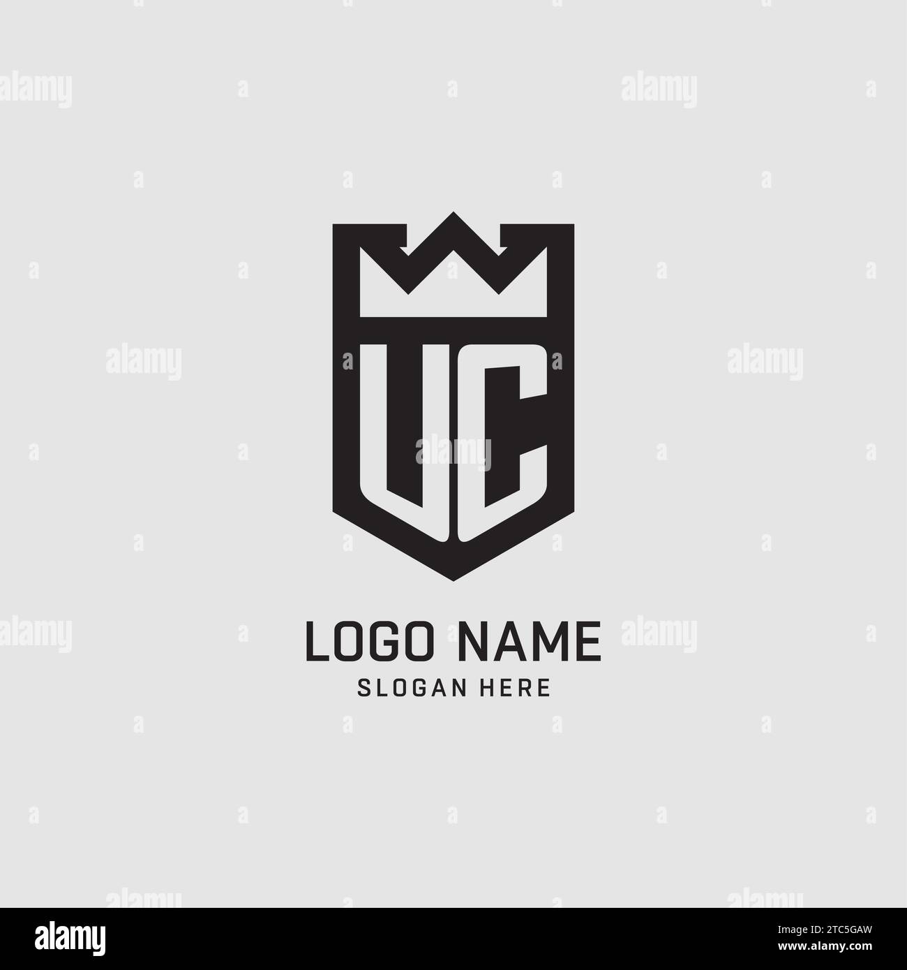 Initial UC logo shield shape, creative esport logo design vector graphic Stock Vector