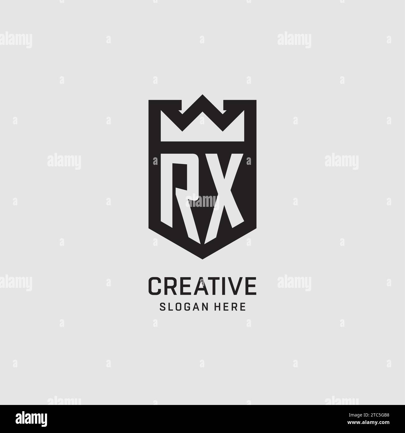 Initial RX logo shield shape, creative esport logo design vector graphic Stock Vector