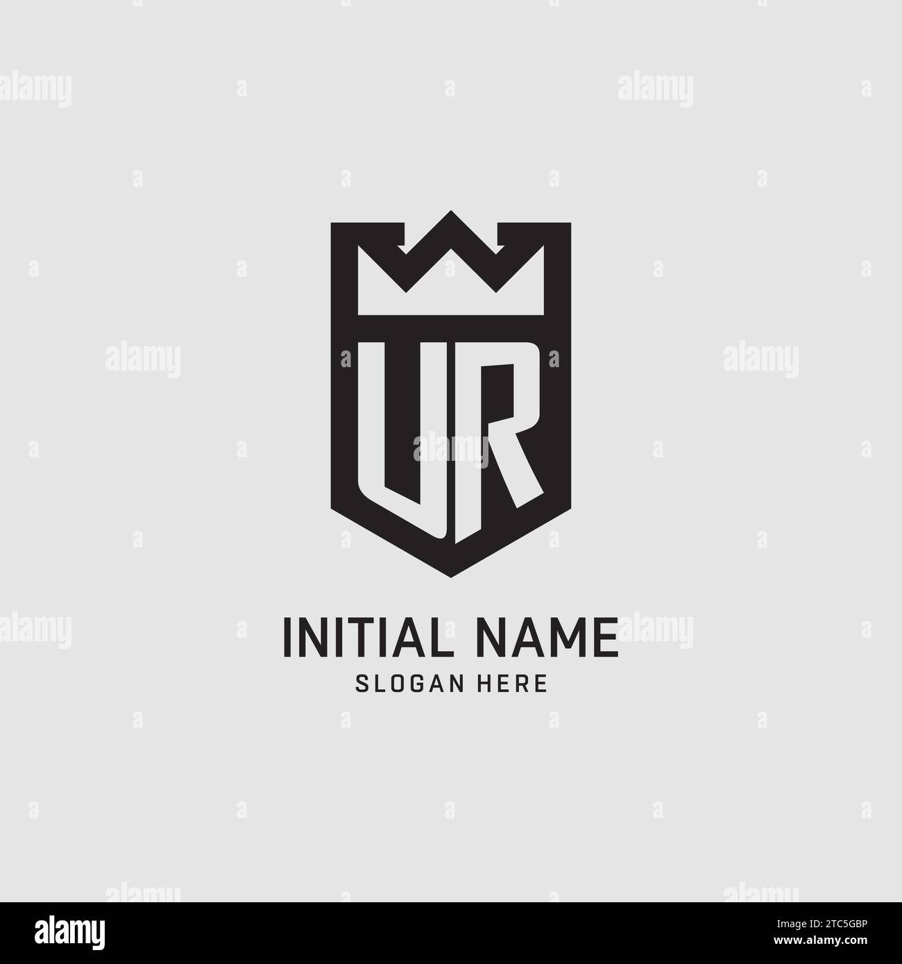 Initial UR logo shield shape, creative esport logo design vector graphic Stock Vector