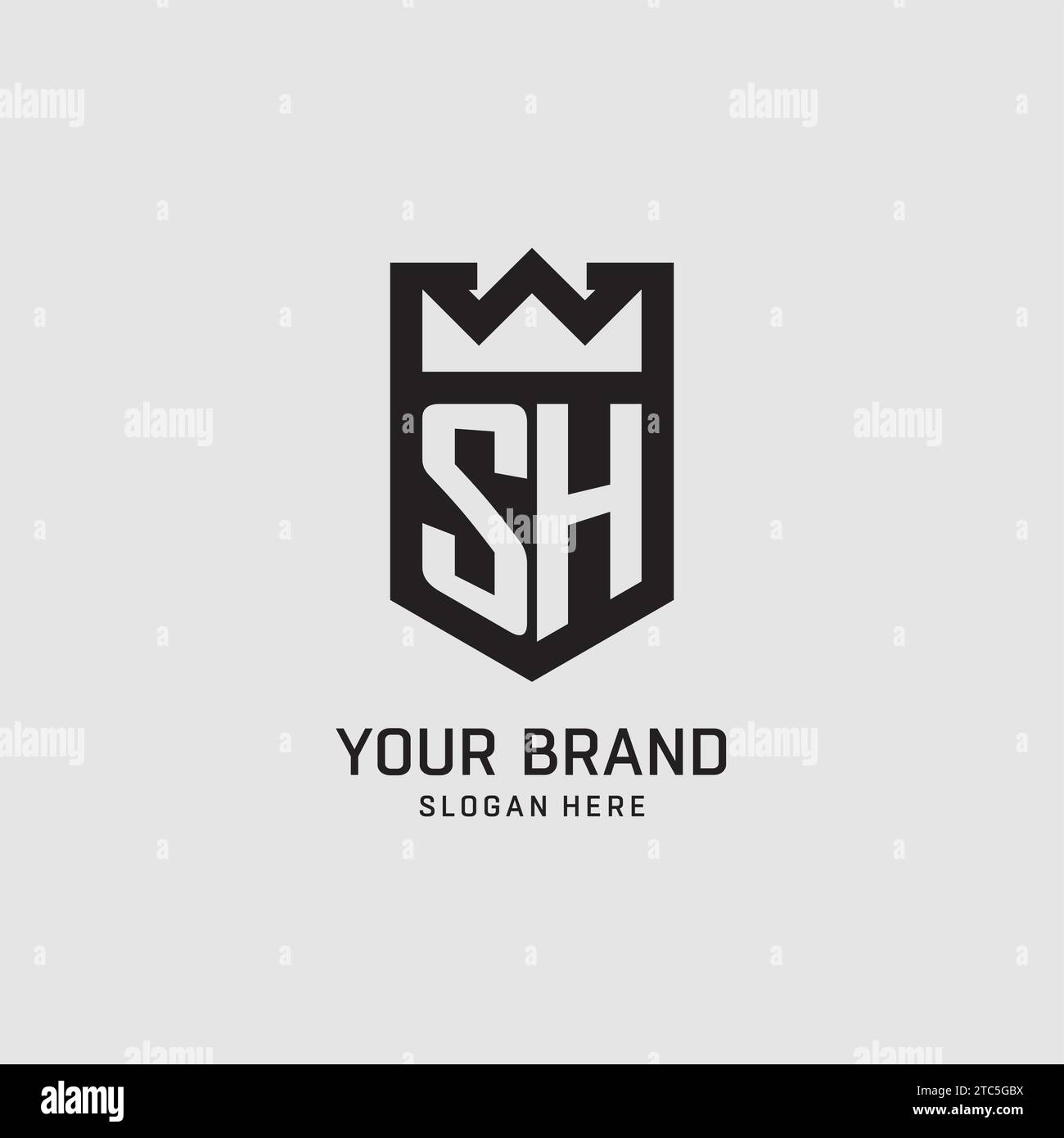 Initial SH logo shield shape, creative esport logo design vector graphic Stock Vector