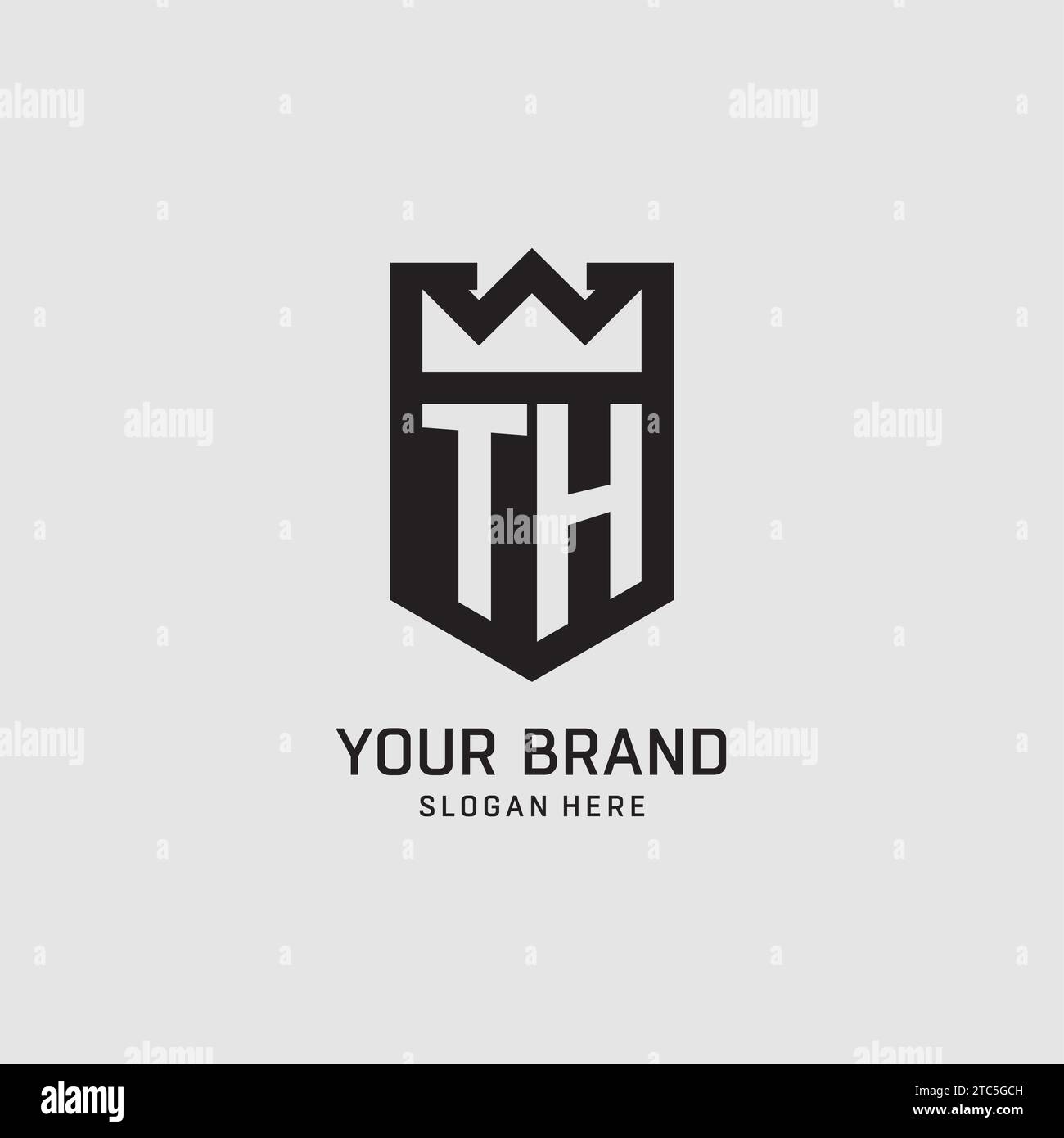 Initial TH logo shield shape, creative esport logo design vector graphic Stock Vector