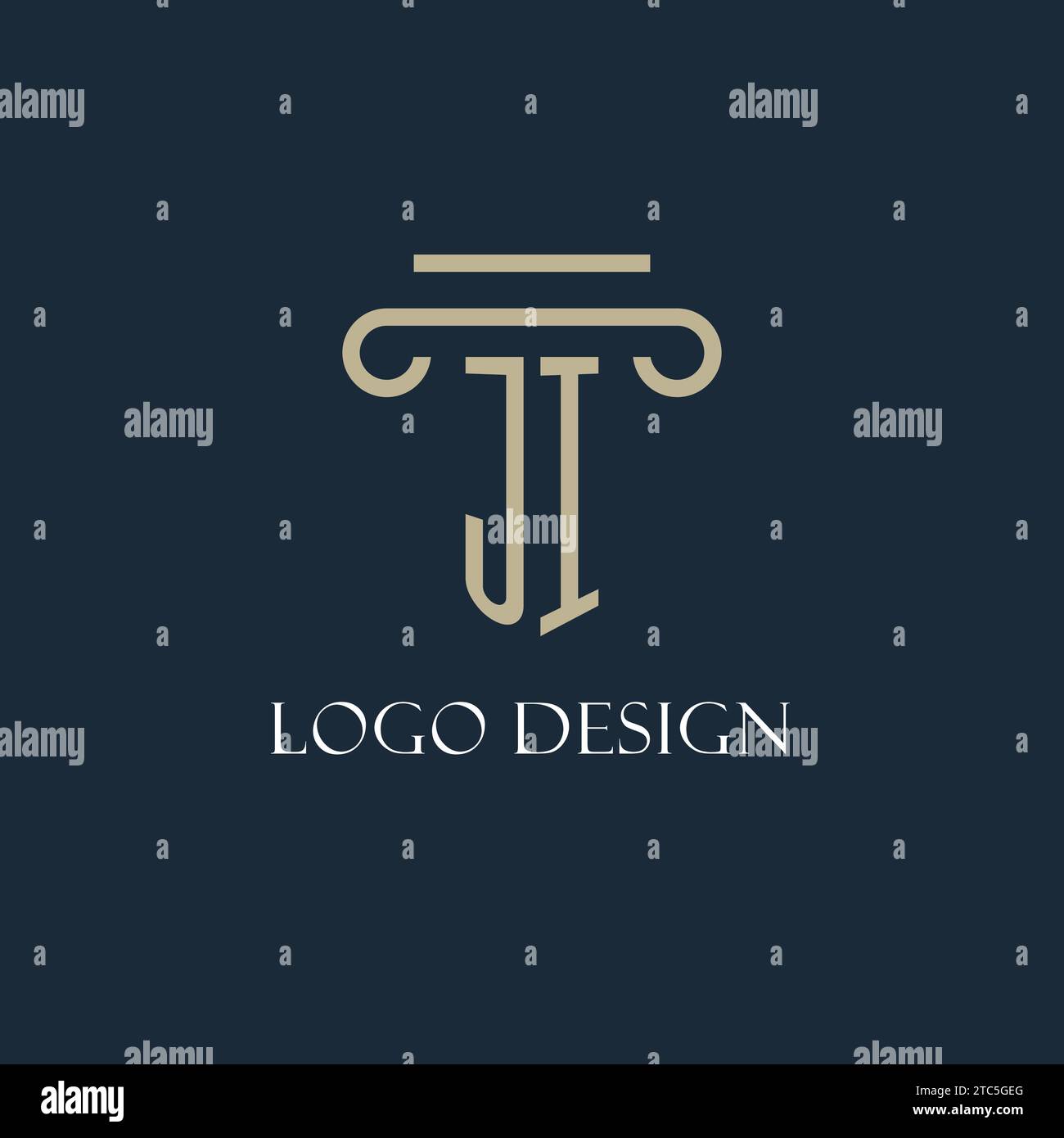 JI initial logo for lawyer, law firm, law office with pillar icon ...