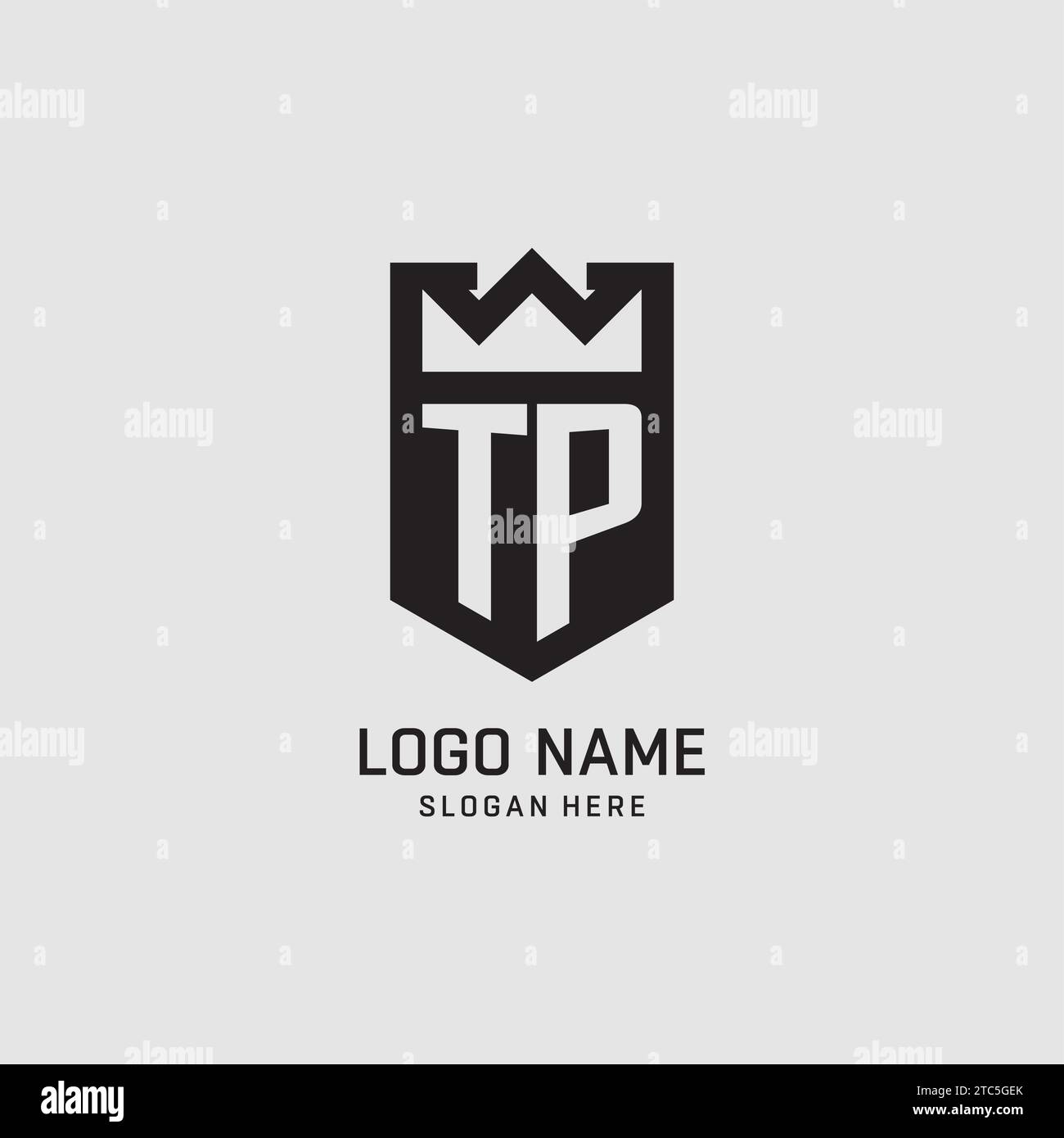 Initial TP logo shield shape, creative esport logo design vector graphic Stock Vector